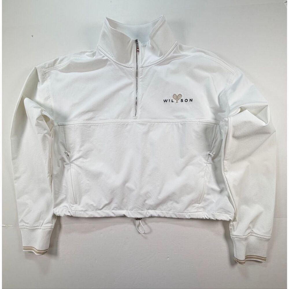 Wilson Davenport Woven Popover White Cropped Quarter Zip Jacket Size Large - Picture 8 of 16